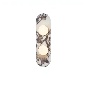 ART DECO White Black Natural Marble Wall Lamp Glass 8cm Sconce Indoor Foyer Aisle Restaurant Bedroom Lighting Fixtures LED Shade