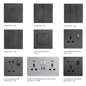 Abuk EU UK Standard 240V Universal Electrical Outlet 2 3 Gang 2 Way LED Light Home Wall Switch and Socket With Type c 2 Usb Port