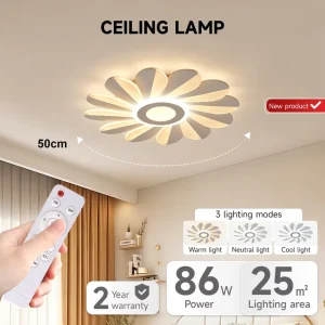Acrylic 86W Smart LED Ceiling Light with Remote Control
