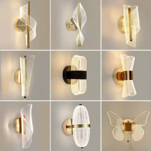 Acrylic Aluminum Wall Lamp LED Modern Minimalist Design Wall Mounted Lighting Bedrooms Living Rooms Dimmable Cross Border Export