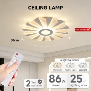 Acrylic Creative Design 86W Remote-Controlled Smart LED Ceiling Light for Bedroom Living Room