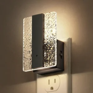 Acrylic Rectangle Warm White Plug-In Dimmable LED Night Light with Dusk-to-Dawn Sensor for Bedroom