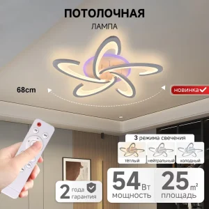 Acrylic Smart LED Ceiling Light with Remote Control for Living Room, Hotel, or Dining Room