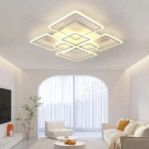 Acrylic Smart Round LED Chandelier with White Flower Design for Home