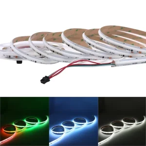 Addressable 12V 768 LEDs/m RGBWIC WS2814 10mm COB LED Strip Light RGB Flowing Water Dimmable Dot-Free