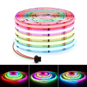 Addressable 12V RGBIC WS2811 10mm 12mm COB LED Strip Light RGB Flowing Water Dimmable Dotless Flexible
