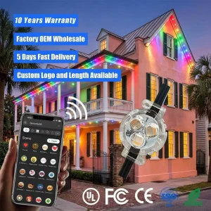 Addressable Eave Rgbw 3 Led Pixel Point Lights Smart App Controller IP68 Outdoor Permanent Track Christmas Lighting