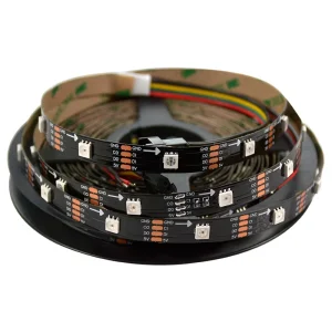 Addressable RGB LED Flexible Strip HD107S 30 LEDs/m 5V Smart Pixel Light Tape Black PCB Programmable Color