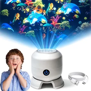 Adjustable Brightness Rotating Ocean Wave Projector Night Light USB Rechargeable Light