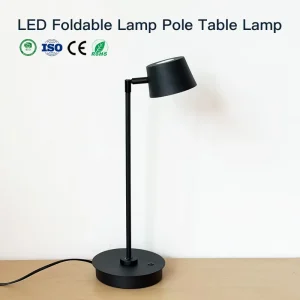 Adjustable Foldable Desk Lamp with 360° Swivel Head Collapsible Lamp Pole Minimalist Design LED for Home Office Reading