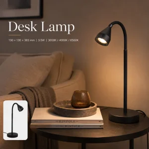 Adjustable Gooseneck Desk Lamp Table Light 3.5W 3 CCT Switch for Office Task Light Small Desk Reading Lamp