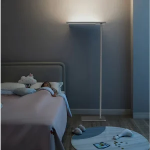 Adjustable Height LED Floor Lamp with Touch Control Dimmable Lighting Eye Caring Features and USB Power for Reading Desks