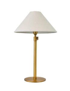 Adjustable Height Modern Simple LED Electric Iron Table Lamp with Cream Cone Fabric Shade Warm White Light Indoor Use
