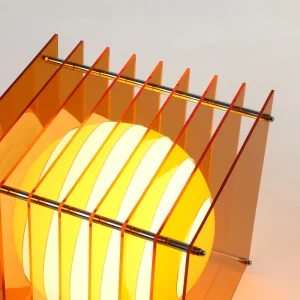 Adjustable Layered Acrylic Light Sunset Light Modern Art Orange Cube Moon Lamp with Sphere