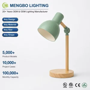 Adjustable Wooden Desk Lamp with Multi Color Metal Shade Nordic Reading Light for Bedroom Office Study