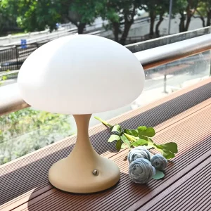 Aesthetic LED Table Lamp Dome Shade Home Restaurant Use Rechargeable Wireless Charging Capability Touch Dimmer Mushroom Style