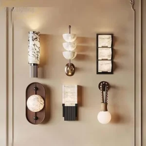 Alabaster Wall Sconces Minimalist Modern Bedroom Bedside Marble Wall Decoration Lamp for Living Room Hotel
