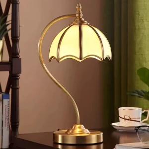 All Brass American Style Desk Lamp Eye-Care LED Luxury Antique Bronze Vintage Creative Table Lamp for Study Room