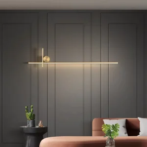 All Copper Wall Lamp Minimalist Italian and Danish Style Creative Linear Lighting Fixture for Living Room Corridor Aisle