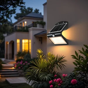 All-in-One Integrated IP65 Waterproof Solar LED Wall Light PIR Motion Sensor Control for Outdoor Garden Wall Fence