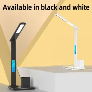 All in One Multifunctional LED Desk Lamp 15W Wireless Charger Touch Control Adjustable Dimmable Alarm Clock Calendar
