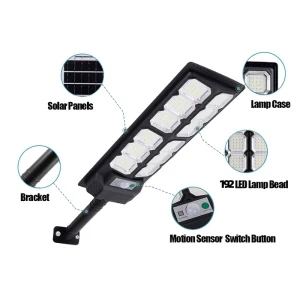 All-in-One Solar LED Street Light Courtyard Wall Lamp Waterproof Motion Sensor Remote Control IP65