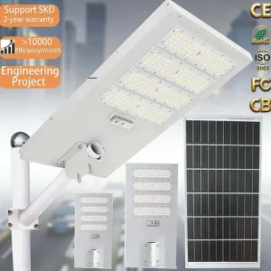 All-in-One Solar LED Street Light with Large Battery, IP67, Smart Motion Sensor, for Outdoor Garden Lighting