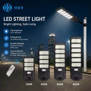 All-in-One Solar Street Light 300W 400W 600W ABS Radar Motion Sensor Outdoor IP65 Waterproof Lamp for Garden Road Yard Pathway