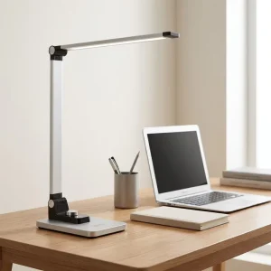 Aluminum Contemporary Electric Adjustable LED Desk Lamp Stepless Dimming Anti Glare Eye Caring Reading Lamp Wireless Charging