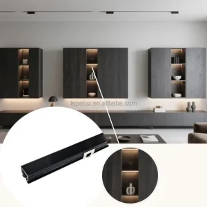 Aluminum LED Closet Light Channel with Black Diffuser Profile for Dark Wardrobe Interiors Wall Panel Accent YB1015-23