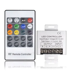 Aluminum LED Dimmer Controller, DC12V/24V, 36A, RF 433MHz, 20/24-Key Remote, Constant Voltage, 5050/2835/COB RGB Strip Light