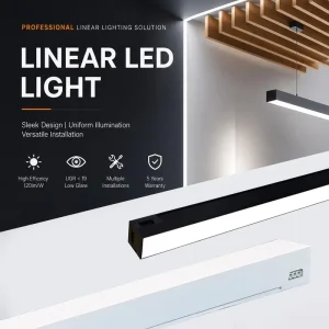 Aluminum LED Linear Light 270 Degree Adjustable Seamless Connection Pendant Lamp for Commercial Exhibition Showroom