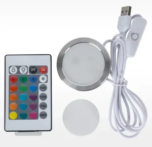 Aluminum LED Puck Light with Remote Control, USB, Touch Control and Thin Design