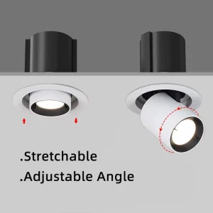 Aluminum LED Pull-Down Recessed COB Ceiling Spotlight with Adjustable Angle