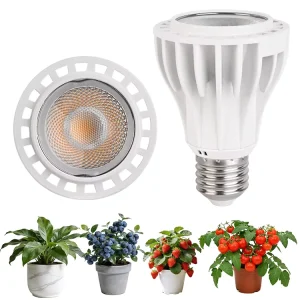 Aluminum Par20 LED Plant Grow Light Bulb 10W E26/E27 COB Full Spectrum, White/Black