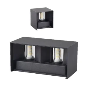 Aluminum Square Waterproof Tempered Glass Wall Lights Black Replaceable G9 Bulbs AC 85-265V LED for Garden Home Hotel Outdoor