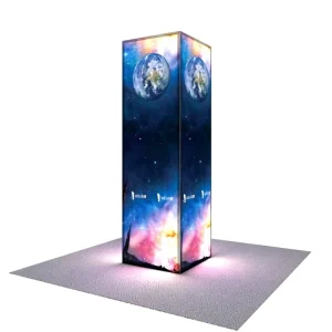 Aluminum Tube Light Weight Customized Exhibition Booth Portable Polyester Fabric Light Pillar Display Stand Backlit Trade Show