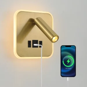 Aluminum Wall Lamps LED Bedside Type C USB Charger Nordic Minimalist Style Dimmable Reading Light 3500K Warm White Ra70