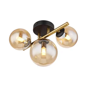 Amber Glass Drop Ball Shape Ceiling Light for Home and Hotel