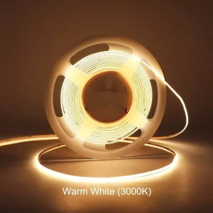 Amber White CRI95 COB LED Strip Light 5V 12V 24V 3mm Ultra-Narrow Cuttable Flexible Dimmable