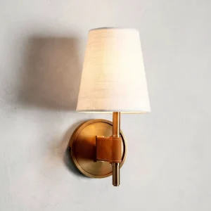 American Antique Brass Wall Lamp for Living & Bedroom LED Light Source Durable Copper Body