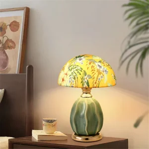 American Ceramic Table Lamp for Living Room Bedroom Villa Cafe Office Hotel Creative Home Decor Vintage Printed Desk Light