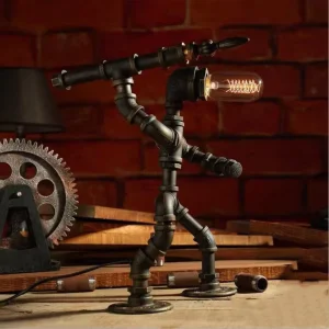American Creative Loft Edison Simple Industrial Antique Robot Retro Water Pipe Adjustable Table Lamp Modern