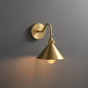 American Light Luxury Brass LED Wall Lamp Modern Design Bedside and Bathroom Use 220V