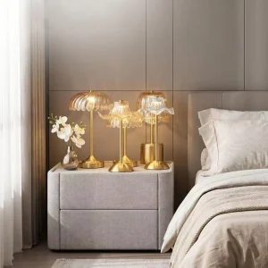 American Light Luxury Crystal Glass Table Lamp Creative Decor Bedside Night Light for Homestay Bedroom
