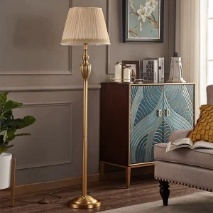 American Light Luxury Electroplated Iron Floor Lamp Modern E27 LED Adjustable Height Dimmable Office Bedroom Living Room Study