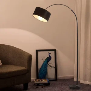 American Modern Black White Fabric LED Adjustable Floor Lamp for Bedroom and Living Room Indoor Decoration