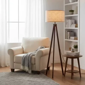 American Postmodern Solid Wood LED Floor Lamp with E27 Base for Minimalist Living Room and Bedroom Decoration