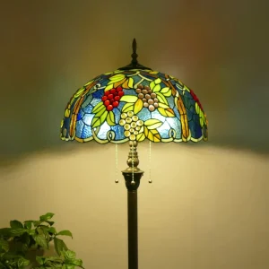 American Retro Floor Lamp for Living Room Bedroom Villa Country Stained Glass Floor Light