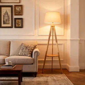 American Retro Solid Wood Floor Lamp for Living Room Bedroom Bedside Sofa